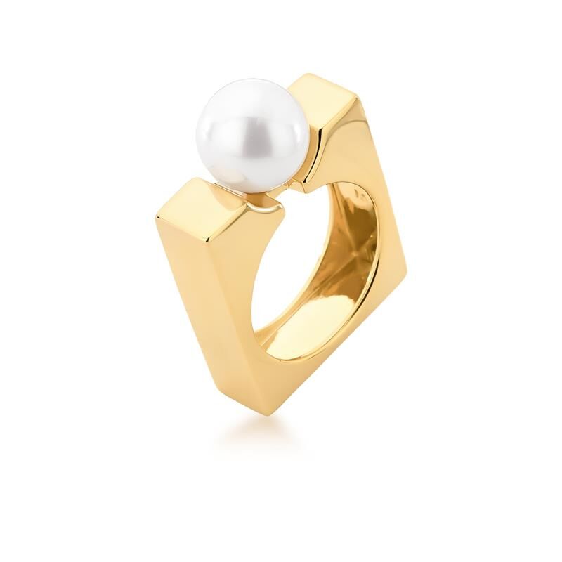 BAGUE CARRÉ AVEC PERLE